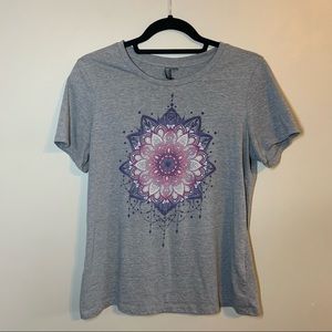 Large Sansara Grey short sleeve Mandala yoga t-shirt